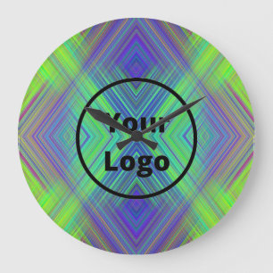 Custom logo blue and green line shapes large clock