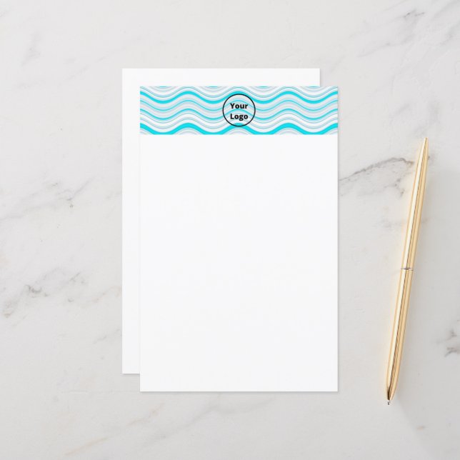 Custom logo blue and white wavy stripes (Front/Back In Situ)
