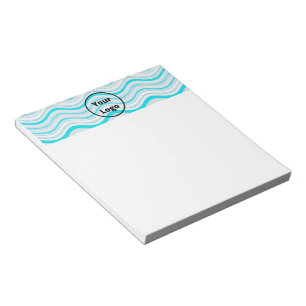 Custom logo blue and white wavy stripes notepad