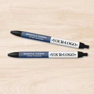 Custom Logo Blue Black Ink Pen
