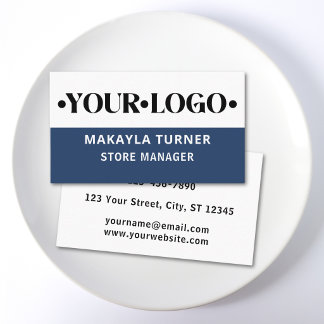 Custom Logo Blue Business Card