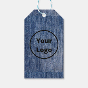 Custom logo blue denim print gift tags