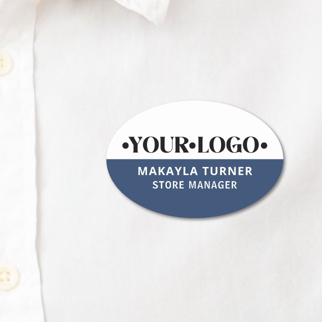 Custom Logo Blue Employee  Name Tag (Creator Uploaded)