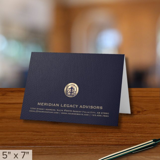 Custom Logo Blue Gold Thank You Card (Creator Uploaded)