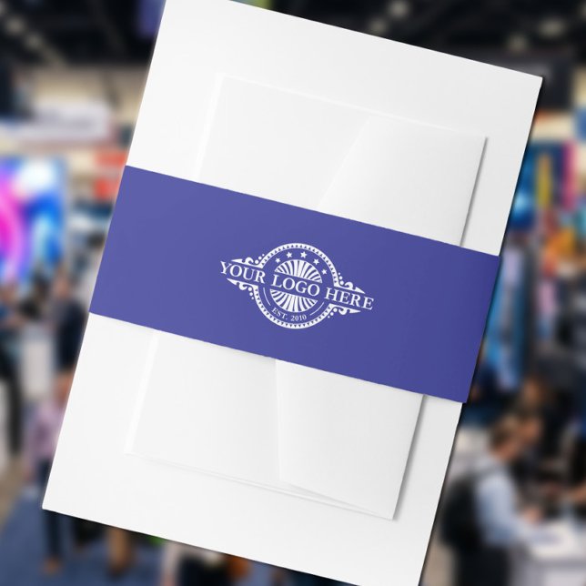 Custom Logo Blue Invitation Belly Band (Creator Uploaded)
