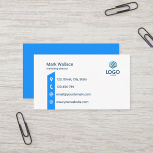 Custom Logo Blue Minimal Corporate It Tech Business Card