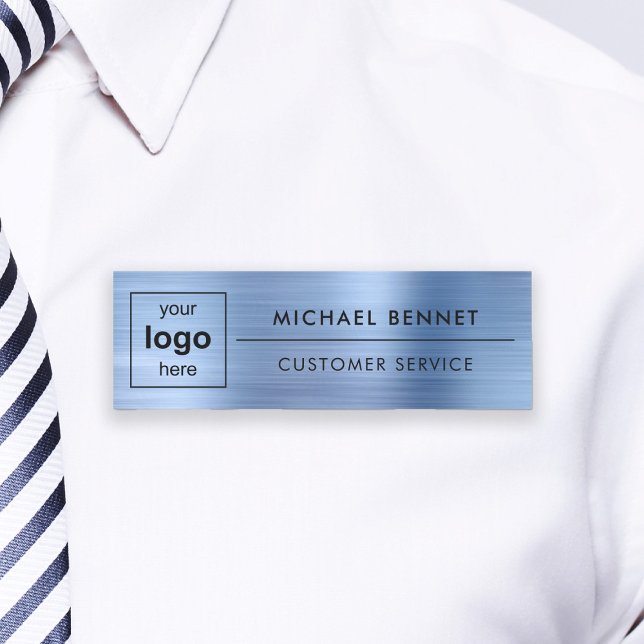 Custom Logo Blue Professional Business Name Tag (Custom Logo Blue Professional Business Name Tag)