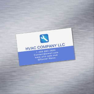 Custom Logo (Blue & White) Professional HVAC Magnetic Business Card