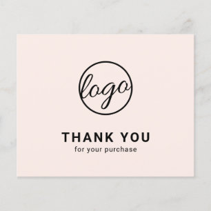 Custom Logo Blush Pink Budget Thank You Card