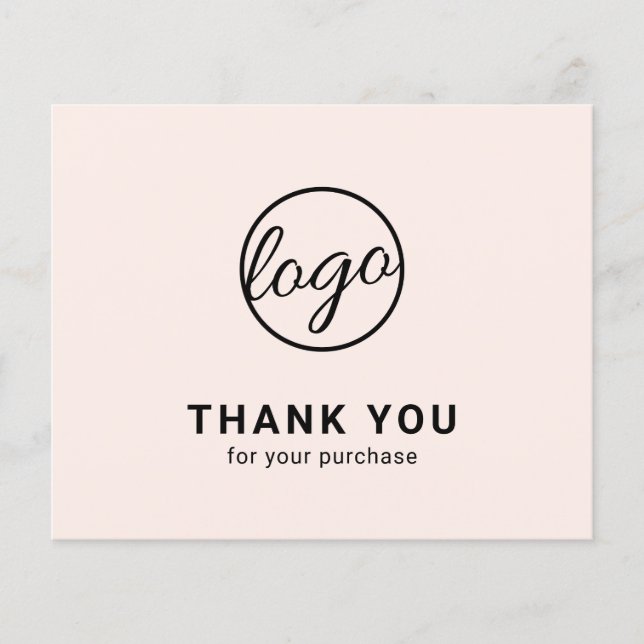 Custom Logo Blush Pink Budget Thank You Card (Front)