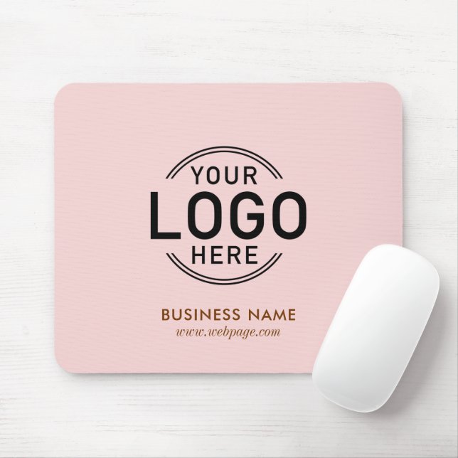Custom Logo Blush Pink Simple Name Website Mouse Mat (With Mouse)