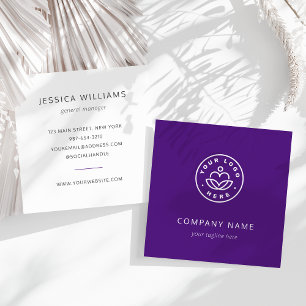 Custom Logo Bold Minimalist Corporate Purple Square Business Card