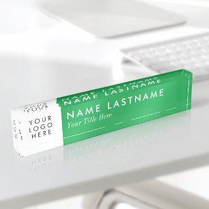 Custom Logo Bright Kelly Green Modern Nameplate