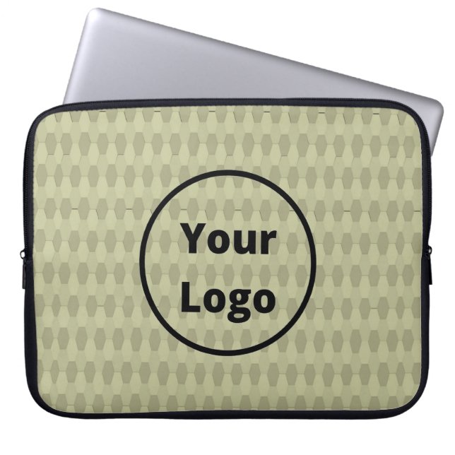 Custom logo brown hexagon pattern laptop sleeve (Front)