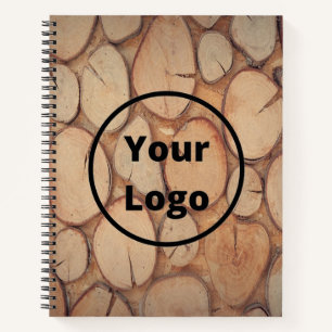 Custom logo brown tree logs notebook