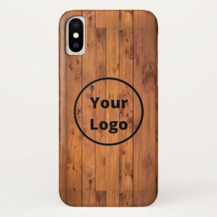 Custom logo brown wood iPhone x case