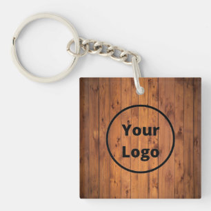 Custom logo brown wood key ring