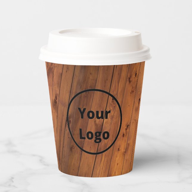 Custom logo brown wood paper cups (Front)