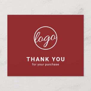 Custom Logo Burgundy Budget Thank You Card