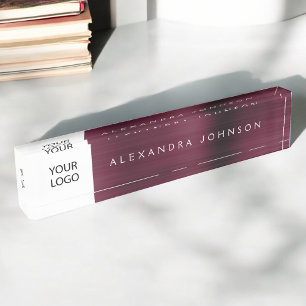 Custom Logo Burgundy Executive Professional Nameplate