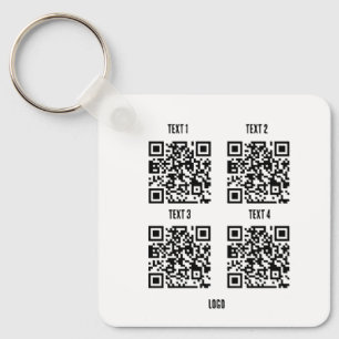 Custom logo business 4 qr code white keychain