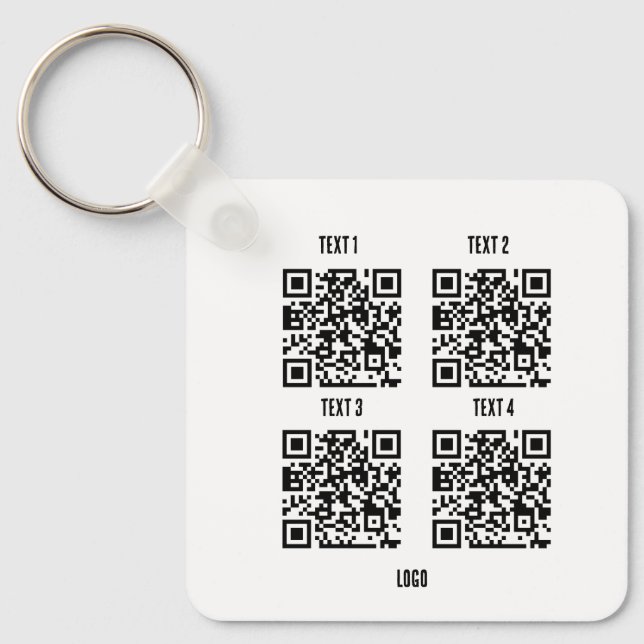 Custom logo business 4 qr code white keychain (Front)