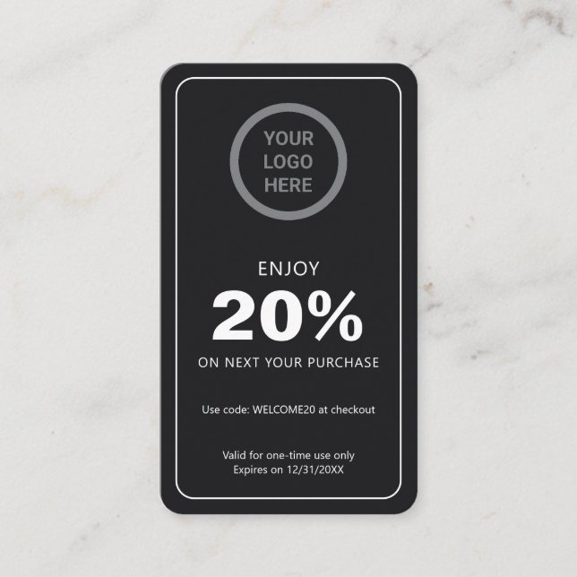 Custom Logo Business Branding Personalised Black Discount Card (Front)