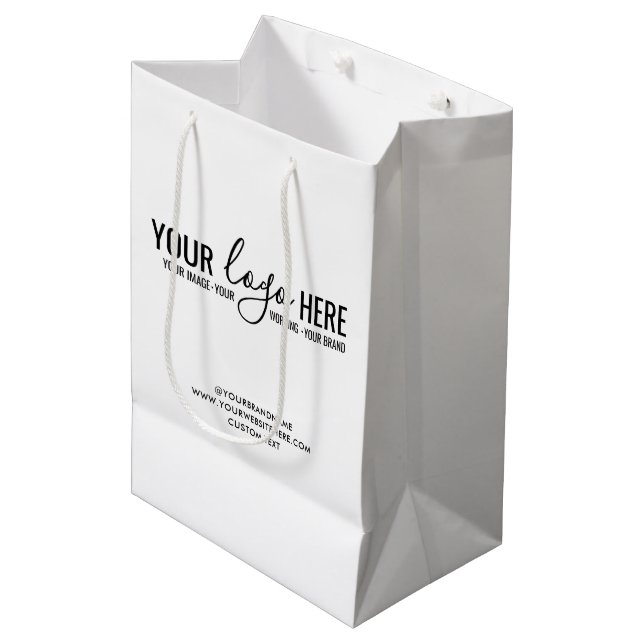 Custom Logo Business Company Corporate Trade Show  Medium Gift Bag (Front Angled)