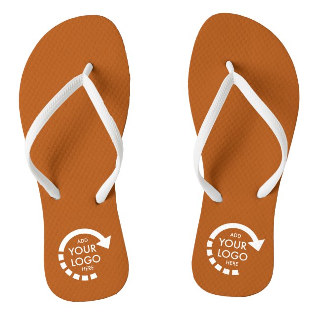 Custom Logo Business Company Staff | Burnt Orange Flip Flops (Footbed)
