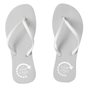 Custom Logo Business Company Staff   Cool Grey Flip Flops