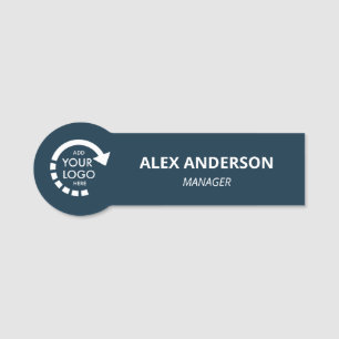 Custom Logo Business Company Staff   Navy Blue Name Tag