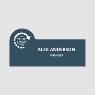 Custom Logo Business Company Staff   Navy Blue Name Tag