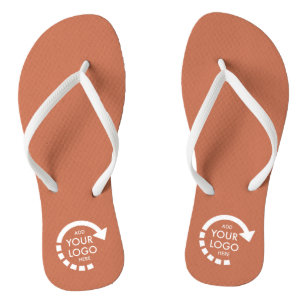 Custom Logo Business Company Staff Terracotta Flip Flops