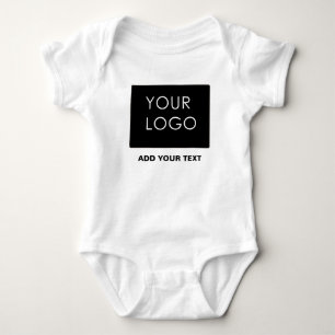 Custom Logo Business Company White Baby Bodysuit
