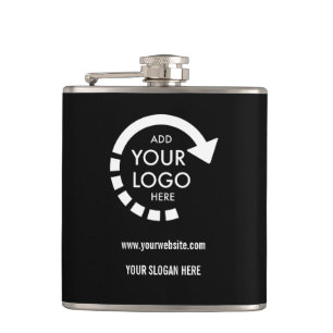 Custom logo business corporate   Modern Black Hip Flask
