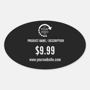 Custom Logo Business Corporate Modern Black Oval Sticker