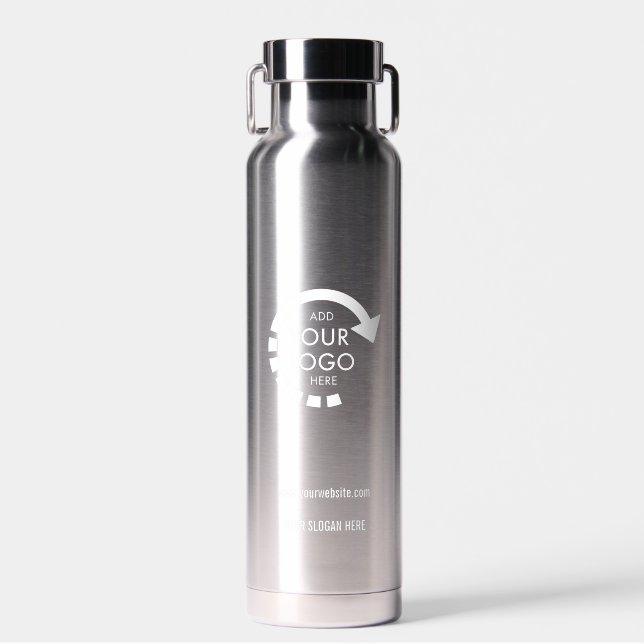 Custom logo business corporate | Modern Silver Water Bottle (Front)
