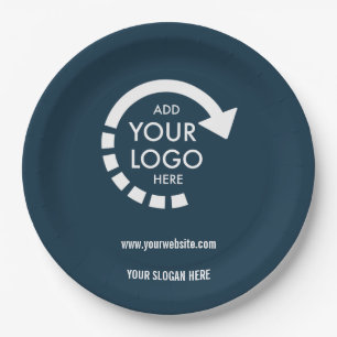 Custom logo business corporate Navy Blue Paper Plate