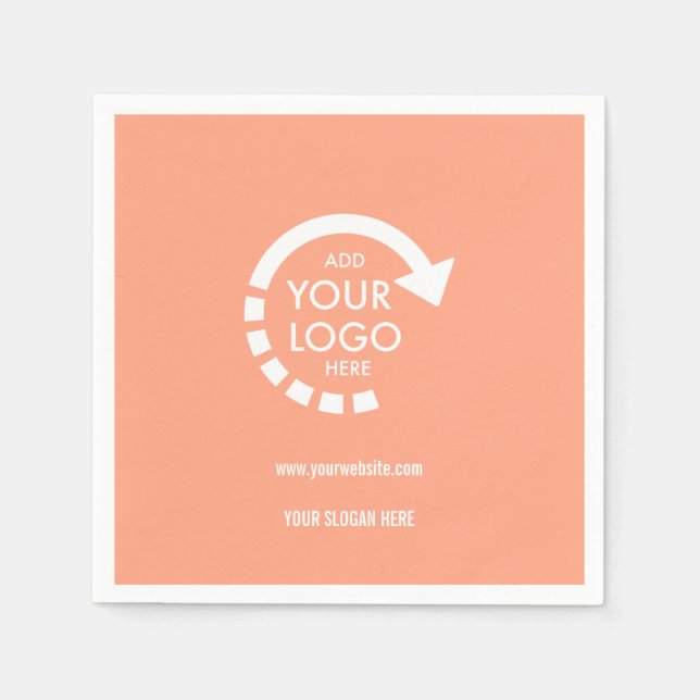Custom logo business corporate | Peach Coral Napkin (Front)