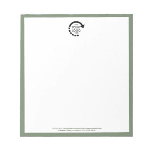 Custom Logo Business Corporate   Sage Green Notepad