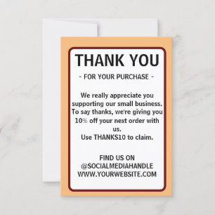 custom logo business Flat Thank You Card
