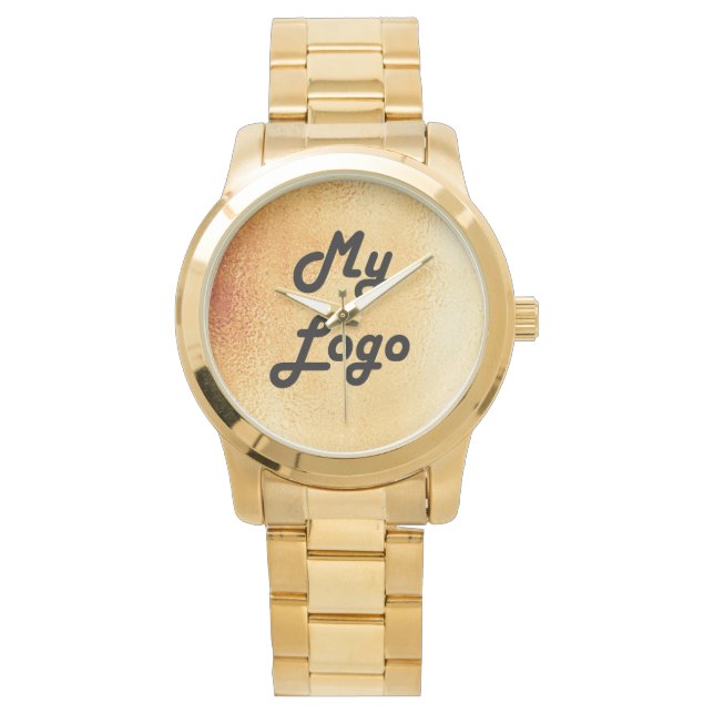 Custom logo business gold background watch (Front)