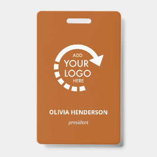 Custom Logo Business ID Employee   Burnt Orange Badge
