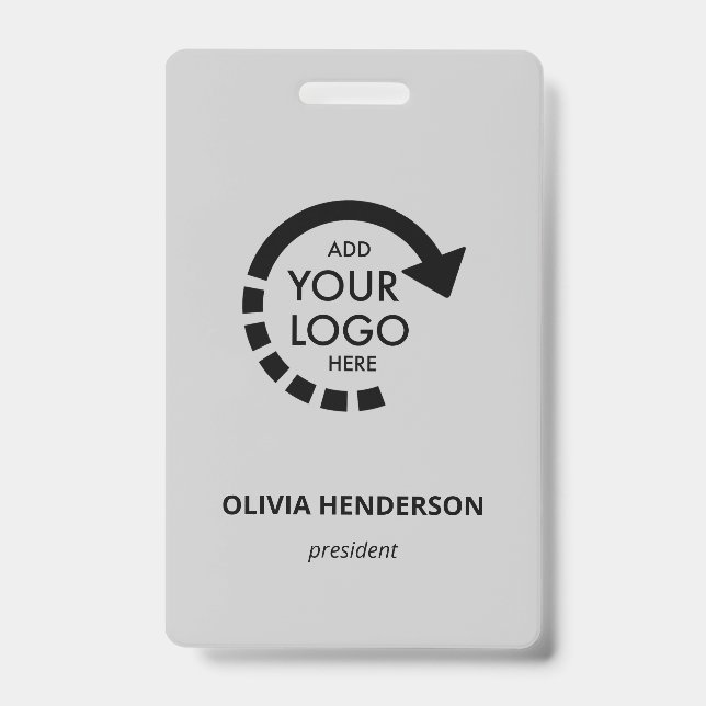Custom Logo Business ID Employee | Cool Grey Badge (Front)