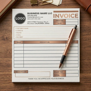 Custom Logo Business Invoice Sales Form Template Notepad