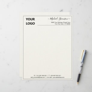 Custom Logo Business Name Elegant Frame Modern  Letterhead
