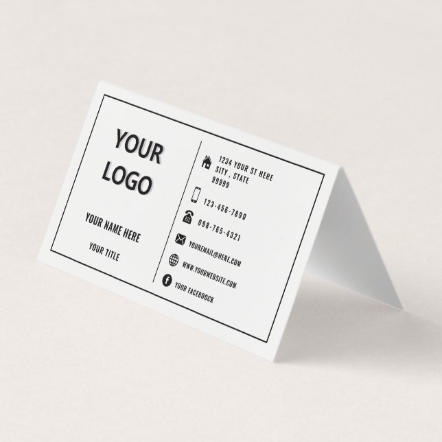 Custom Logo Business Name Modern Frame Your Colour Card (Back)