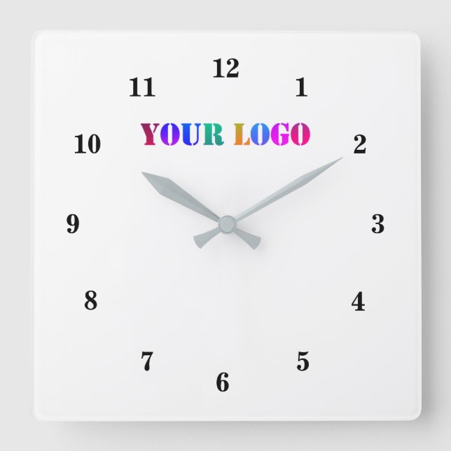 Custom Logo Business Office Personalised Promotion Square Wall Clock (Front)