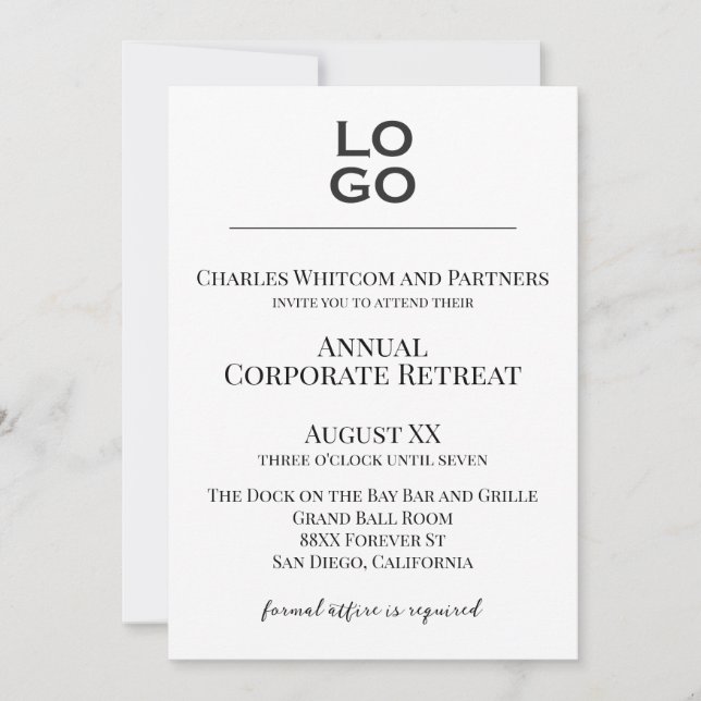 Custom Logo Business or Corporate Event  Invitation (Front)