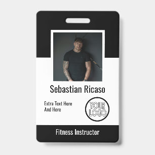 Custom Logo Business Personalised Black White ID Badge